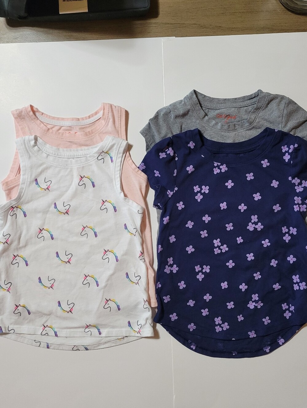 Girls 4T Tank & Tee Shirt Bundle Cat & Jack Unicorn Floral Tops Lot of 4